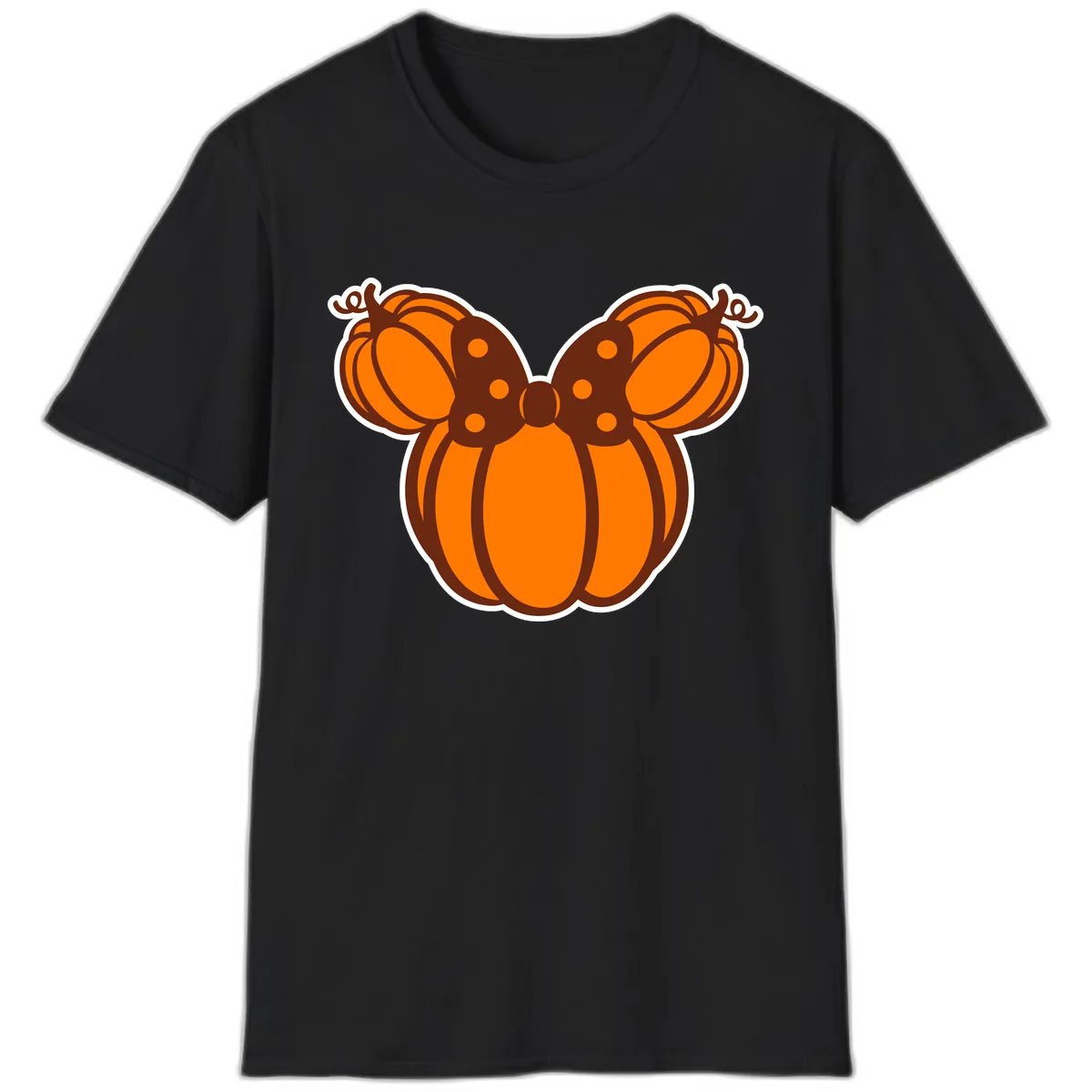 Mickey Pumpkin Bow Halloween Design T-Shirt in Black