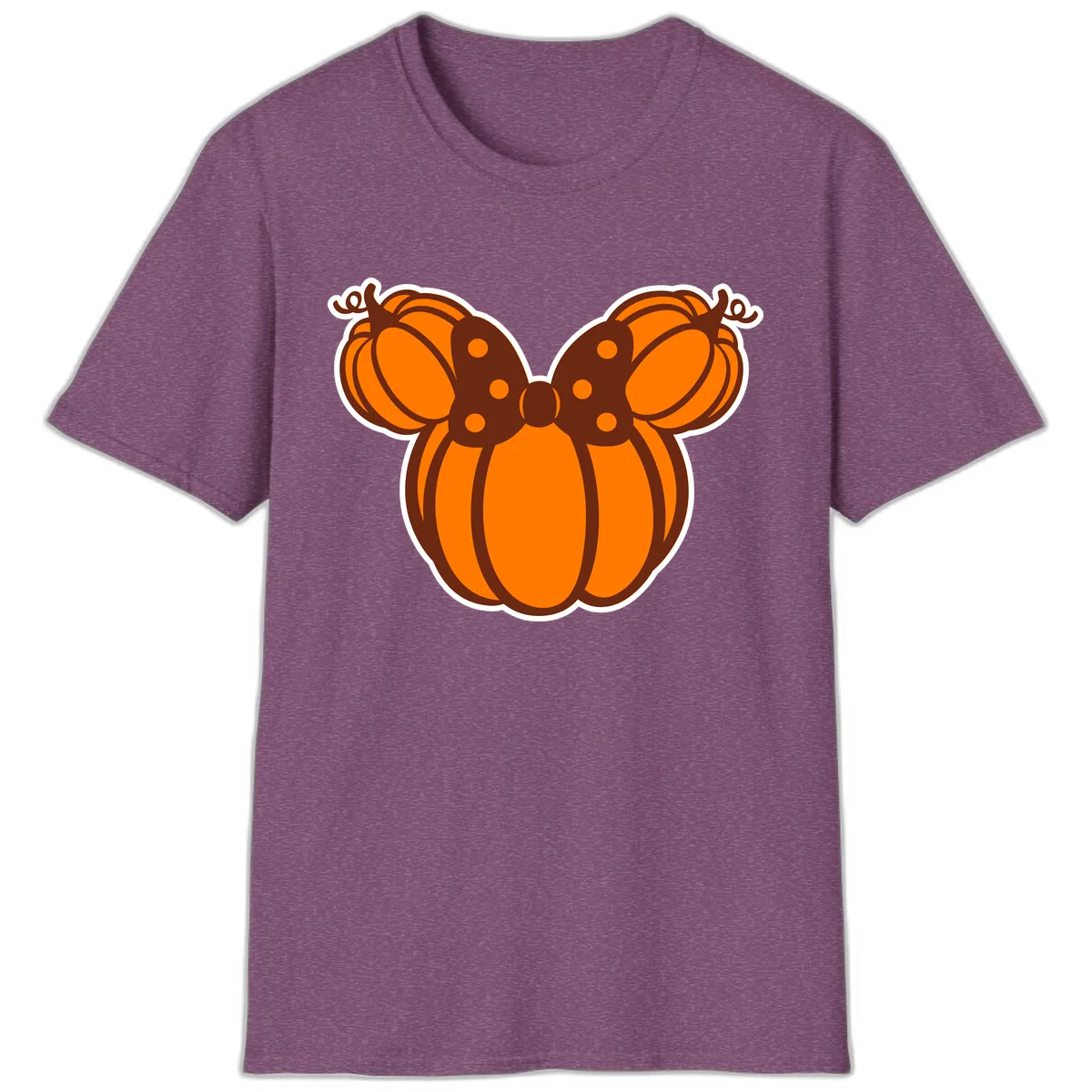 Mickey Pumpkin Bow Halloween Design T-Shirt in Heather Maroon