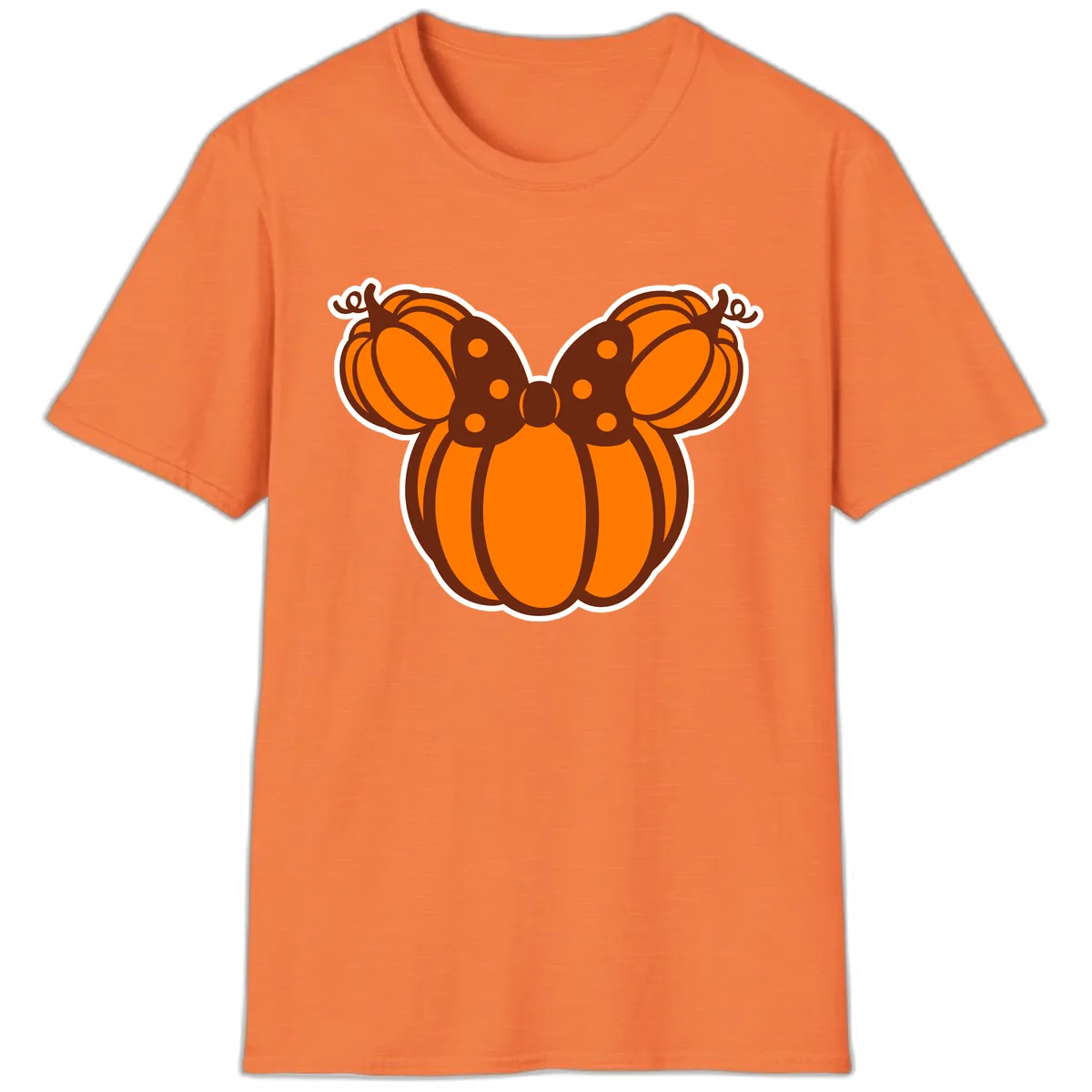 Mickey Pumpkin Bow Halloween Design T-Shirt in Heather Orange