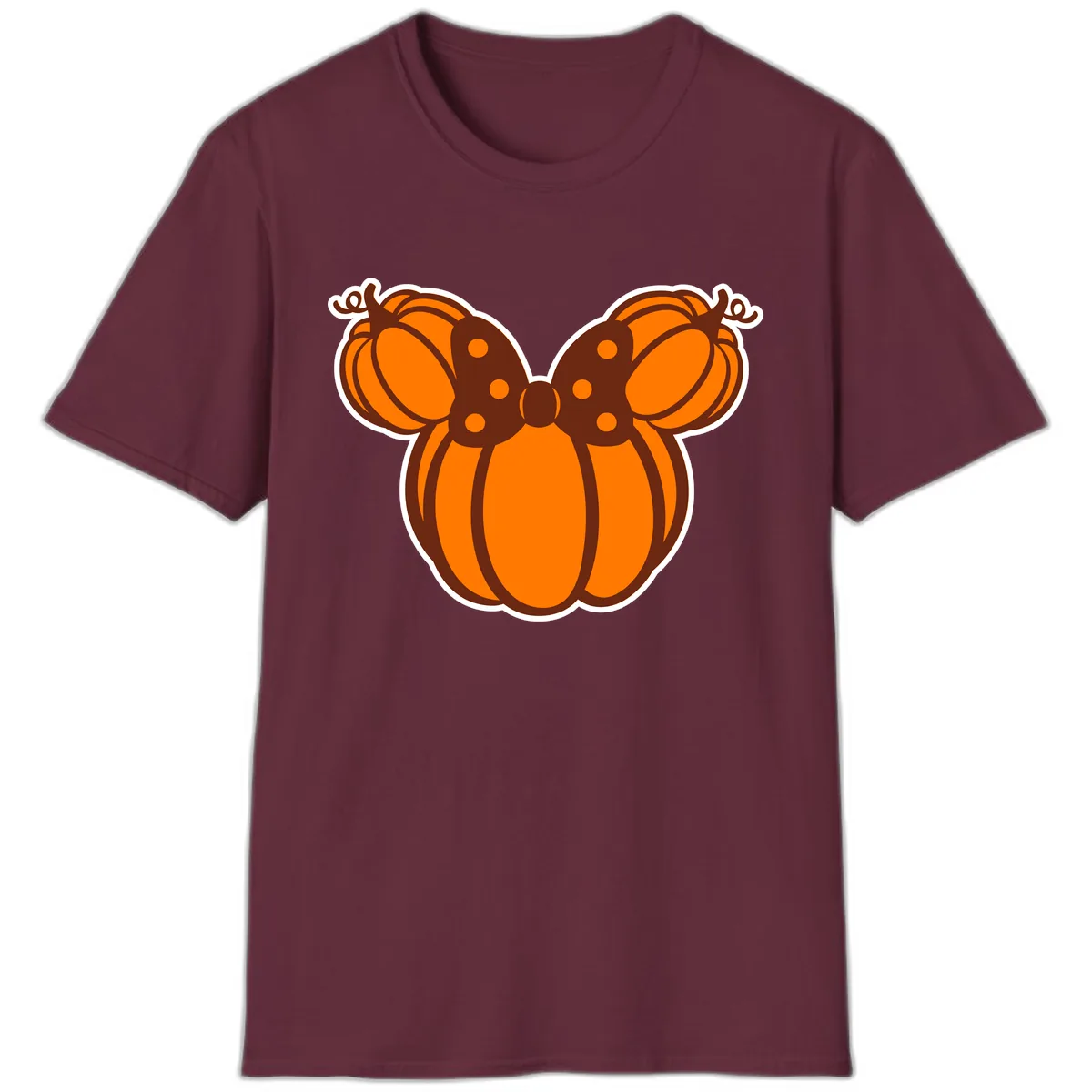 Mickey Pumpkin Bow Halloween Design T-Shirt in Maroon