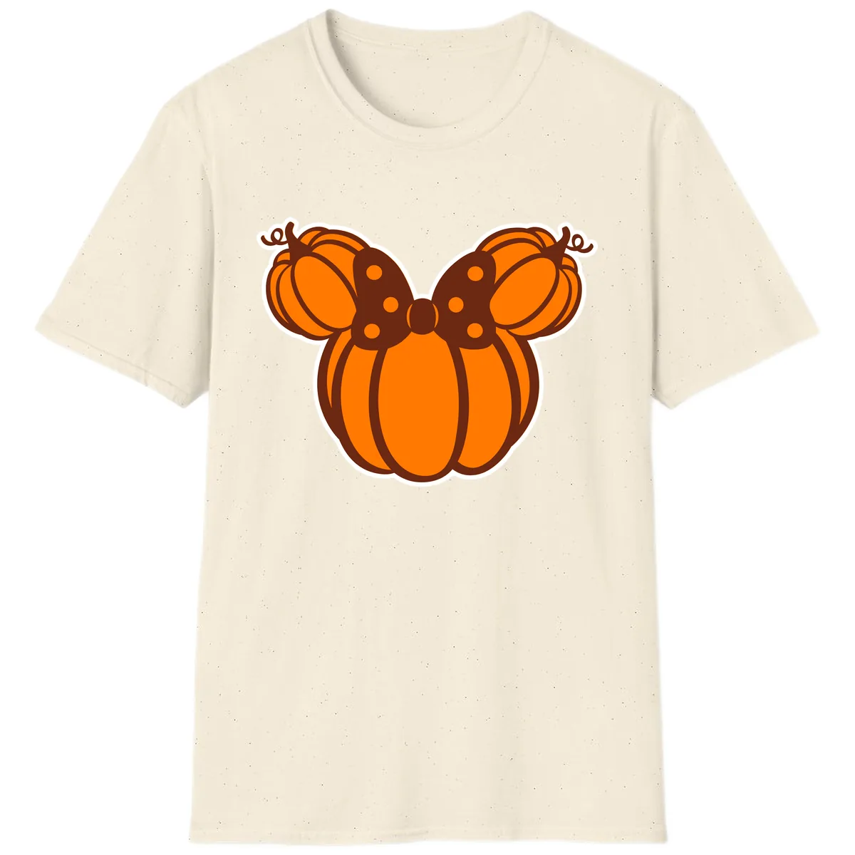 Mickey Pumpkin Bow Halloween Design T-Shirt in Natural