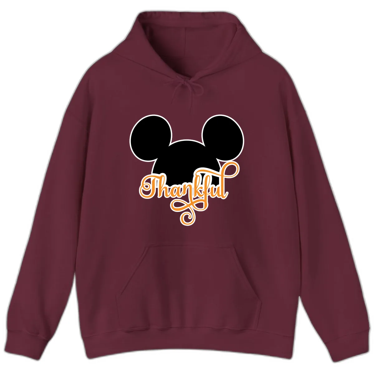 Mickey Ears Thanksgiving Design Hoodie in Maroon