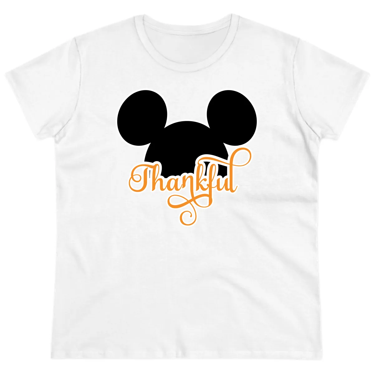 Mickey Ears Thanksgiving Design Ladies Tee in White
