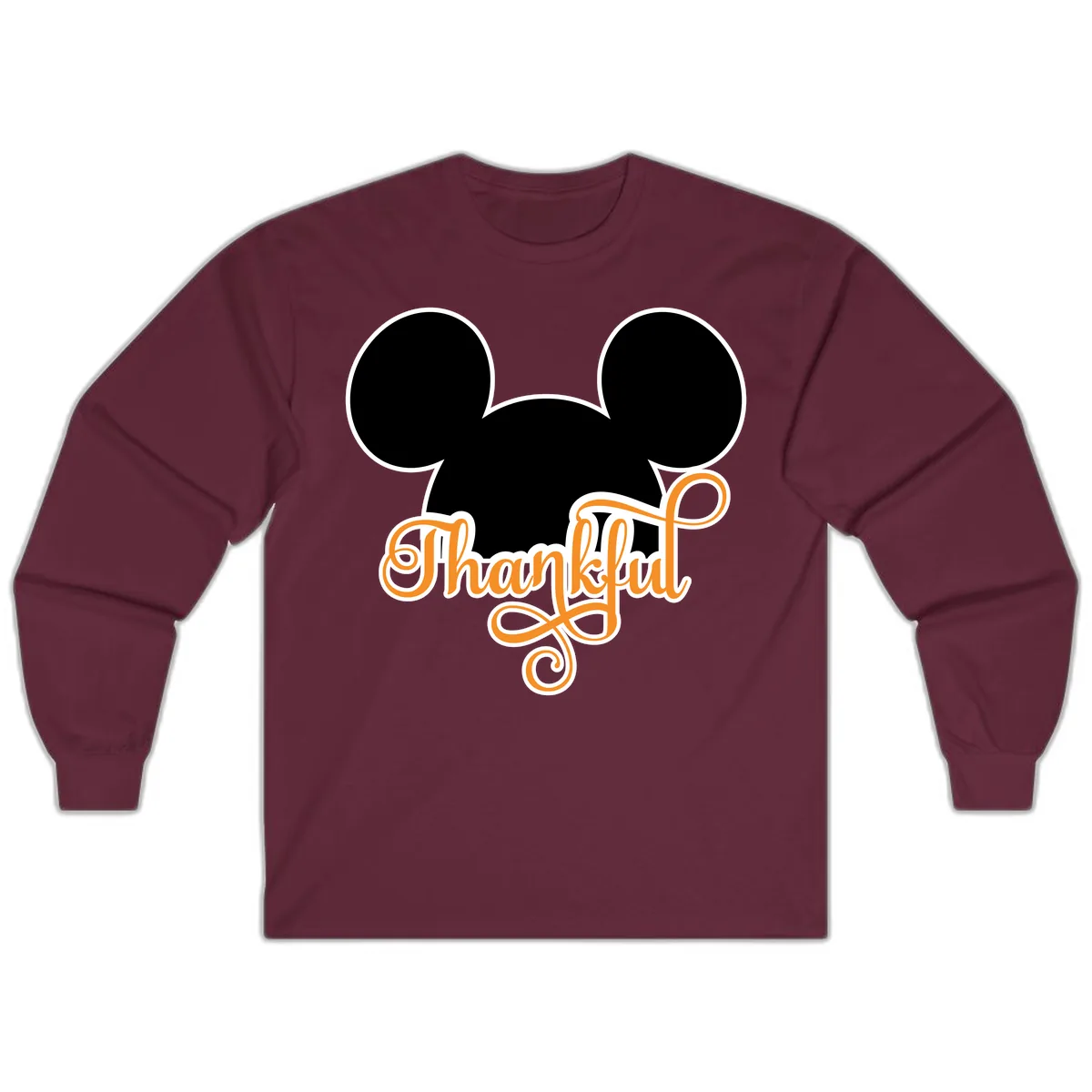 Mickey Ears Thanksgiving Design Long Sleeve in Maroon