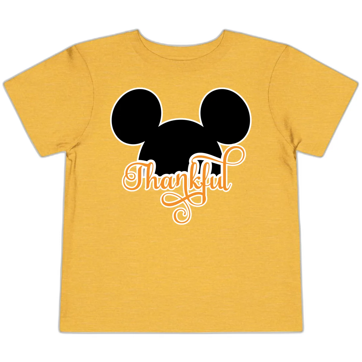 Mickey Ears Thanksgiving Design Toddler T-Shirt in Heather Yellow Gold