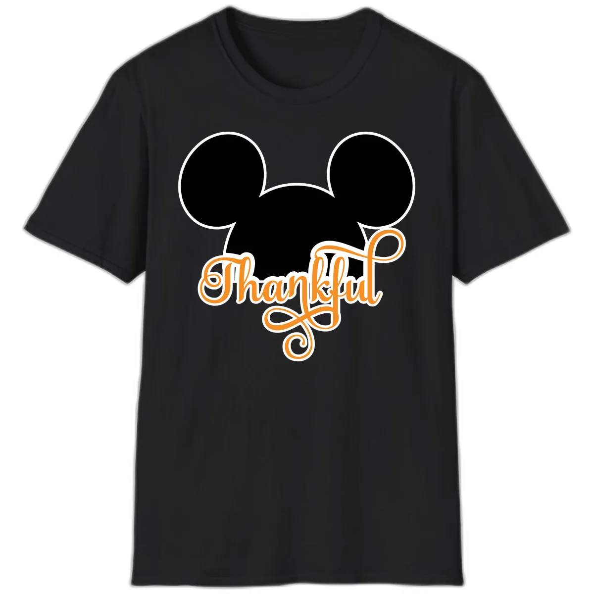 Mickey Ears Thanksgiving Design T-Shirt in Black