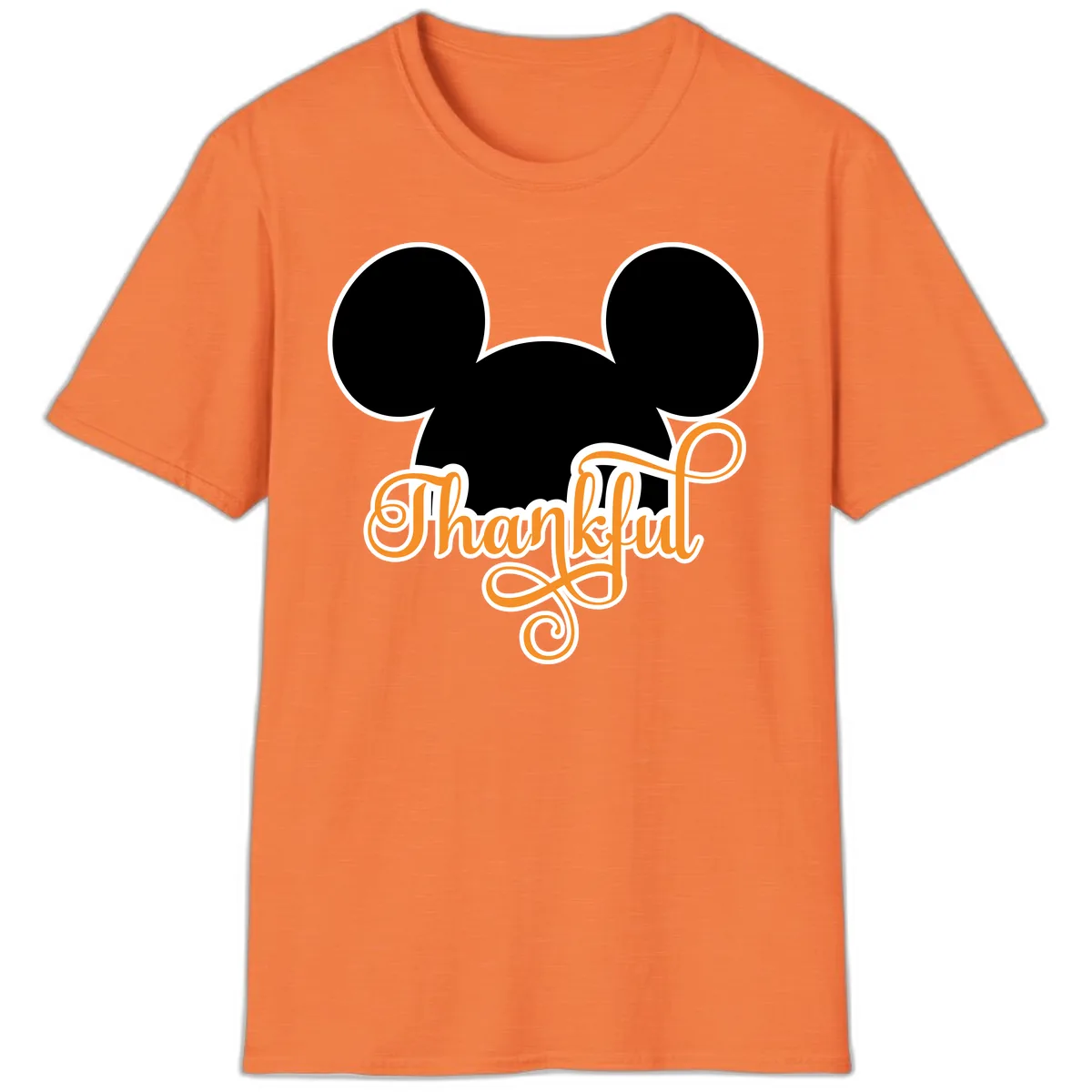 Mickey Ears Thanksgiving Design T-Shirt in Heather Orange