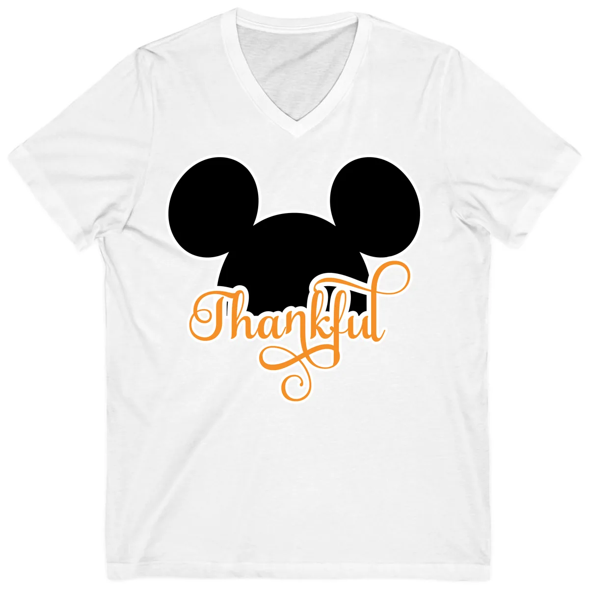 Mickey Ears Thanksgiving Design V-Neck in White
