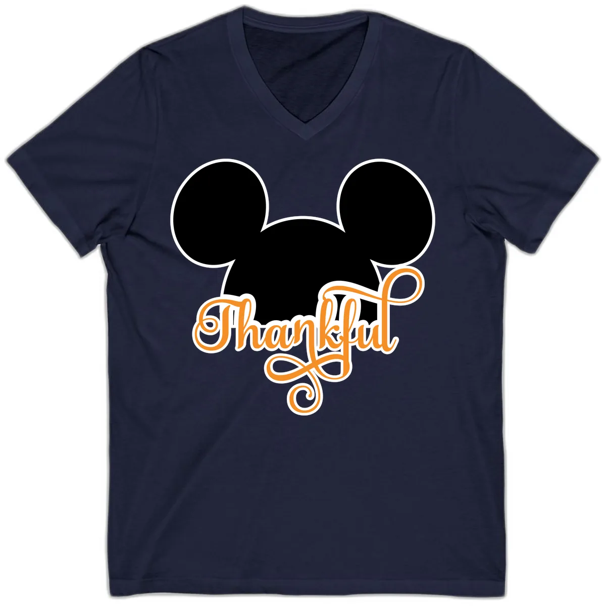 Mickey Ears Thanksgiving Design V-Neck in Navy