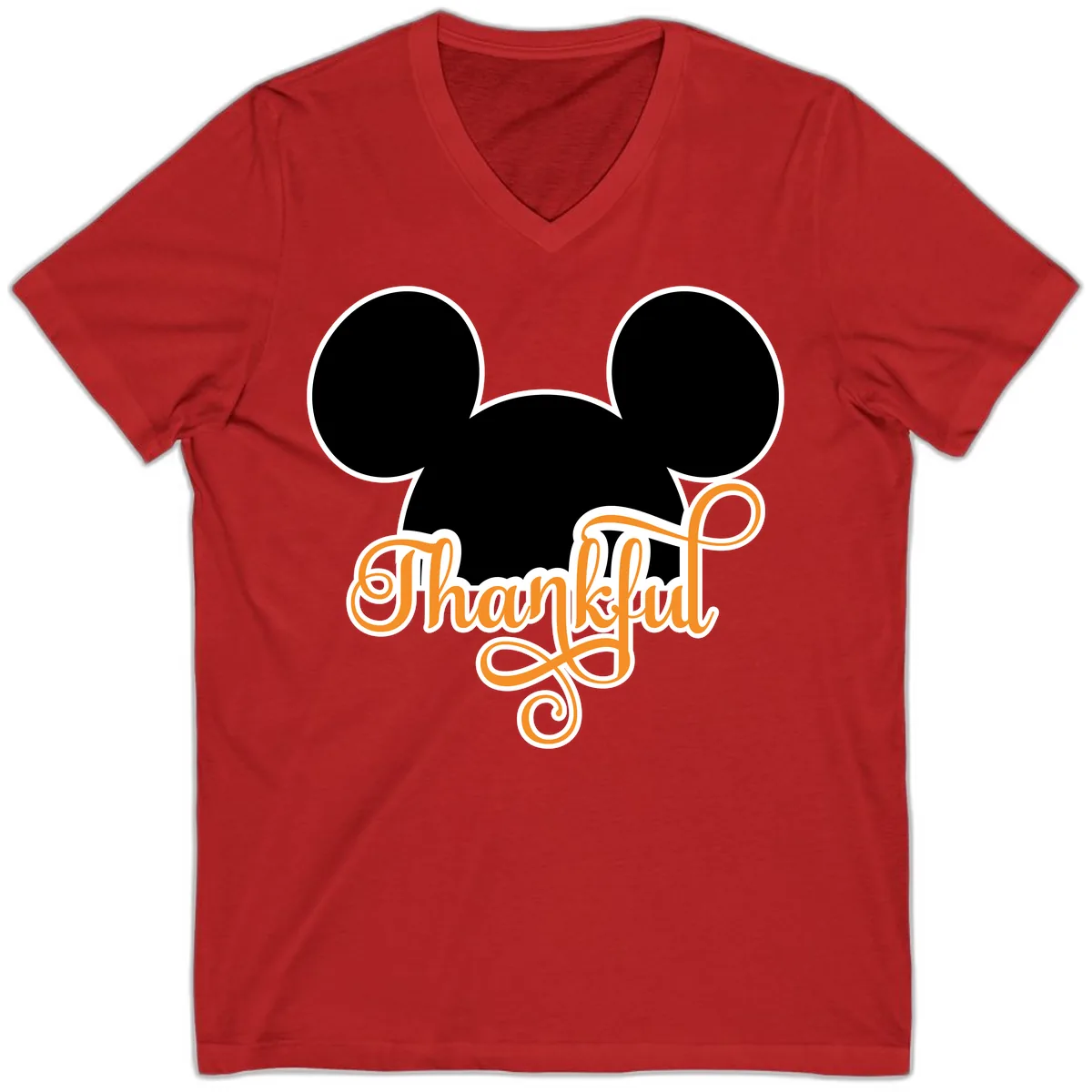Mickey Ears Thanksgiving Design V-Neck in Red