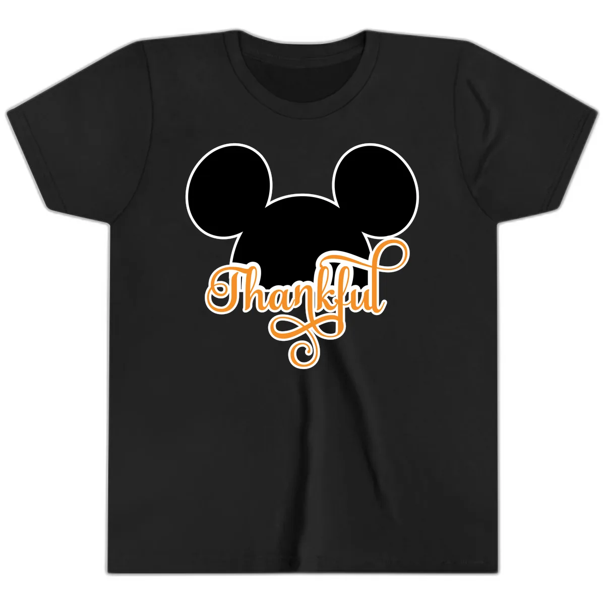 Mickey Ears Thanksgiving Design Youth T-Shirt in Black