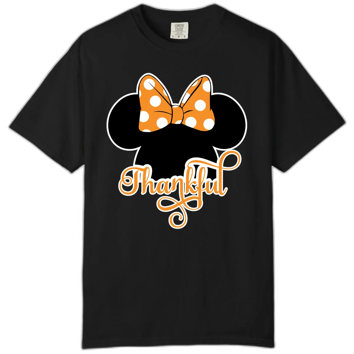 Minnie Thankful Polka Dot Bow Comfort Color in Black