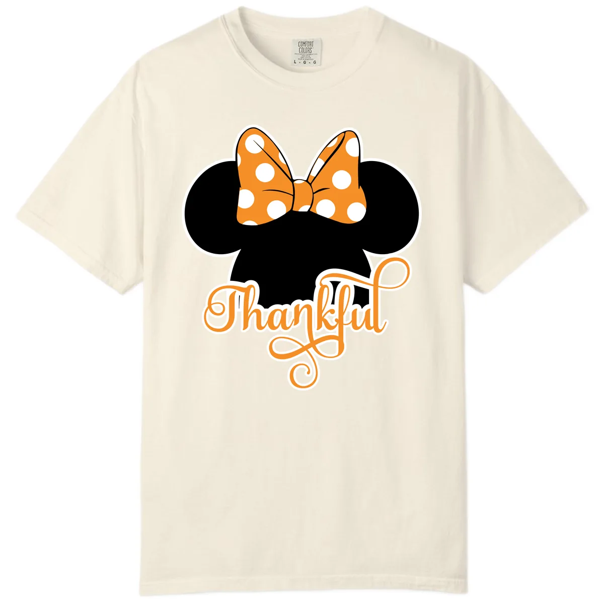 Minnie Thankful Polka Dot Bow Comfort Color in Ivory