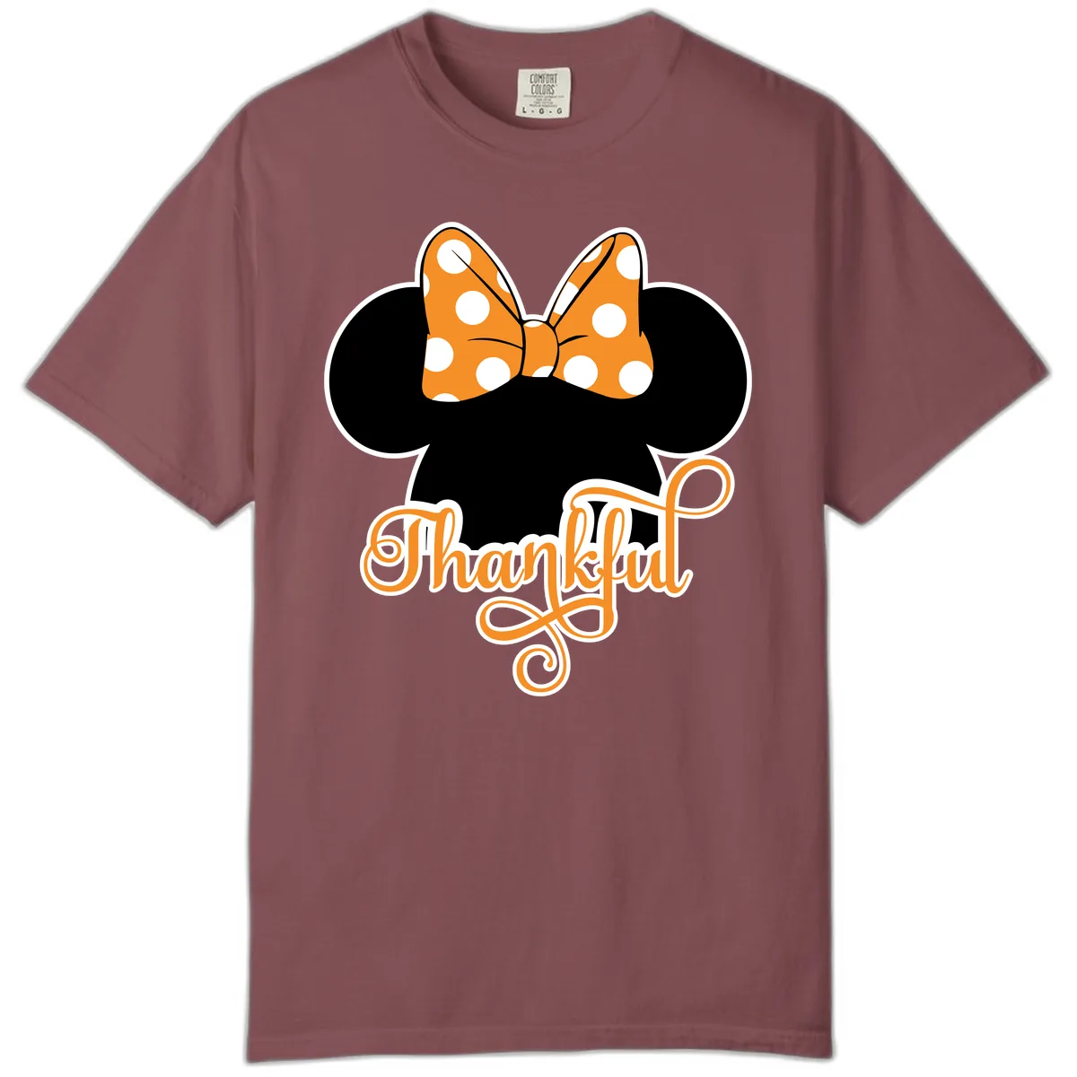 Minnie Thankful Polka Dot Bow Comfort Color in Brick