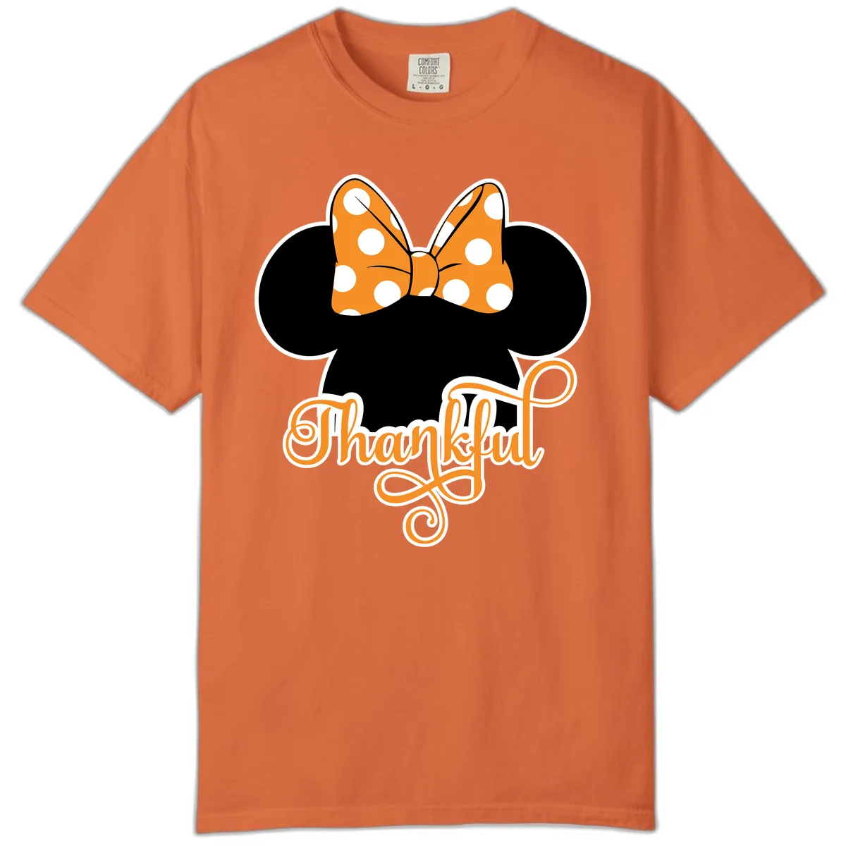 Minnie Thankful Polka Dot Bow Comfort Color in Burnt Orange