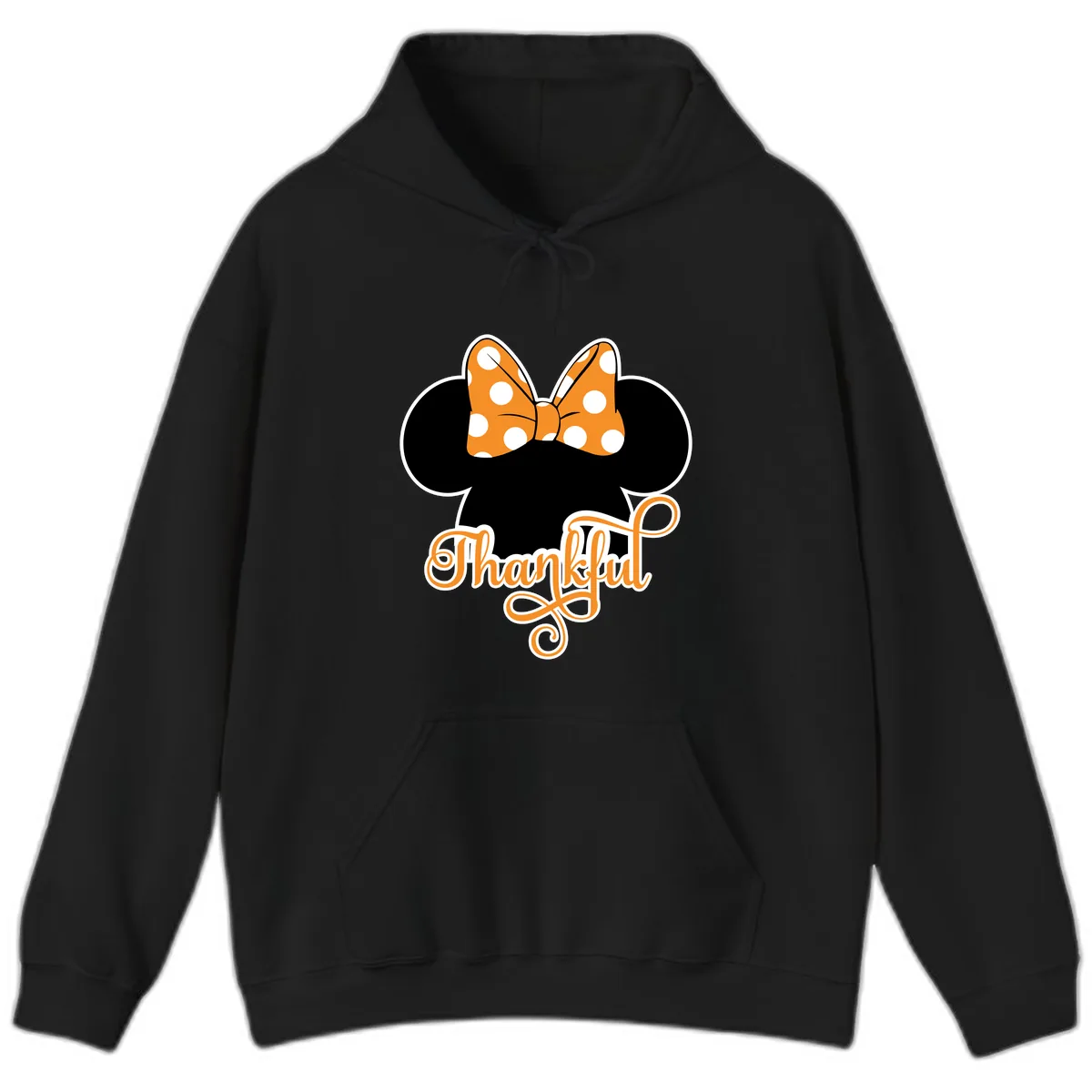 Minnie Thankful Polka Dot Bow Hoodie in Black