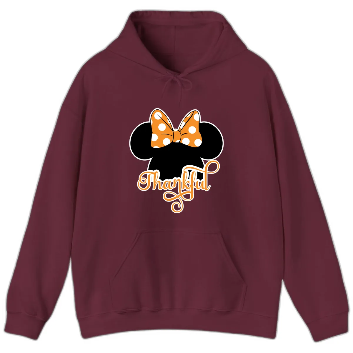 Minnie Thankful Polka Dot Bow Hoodie in Maroon