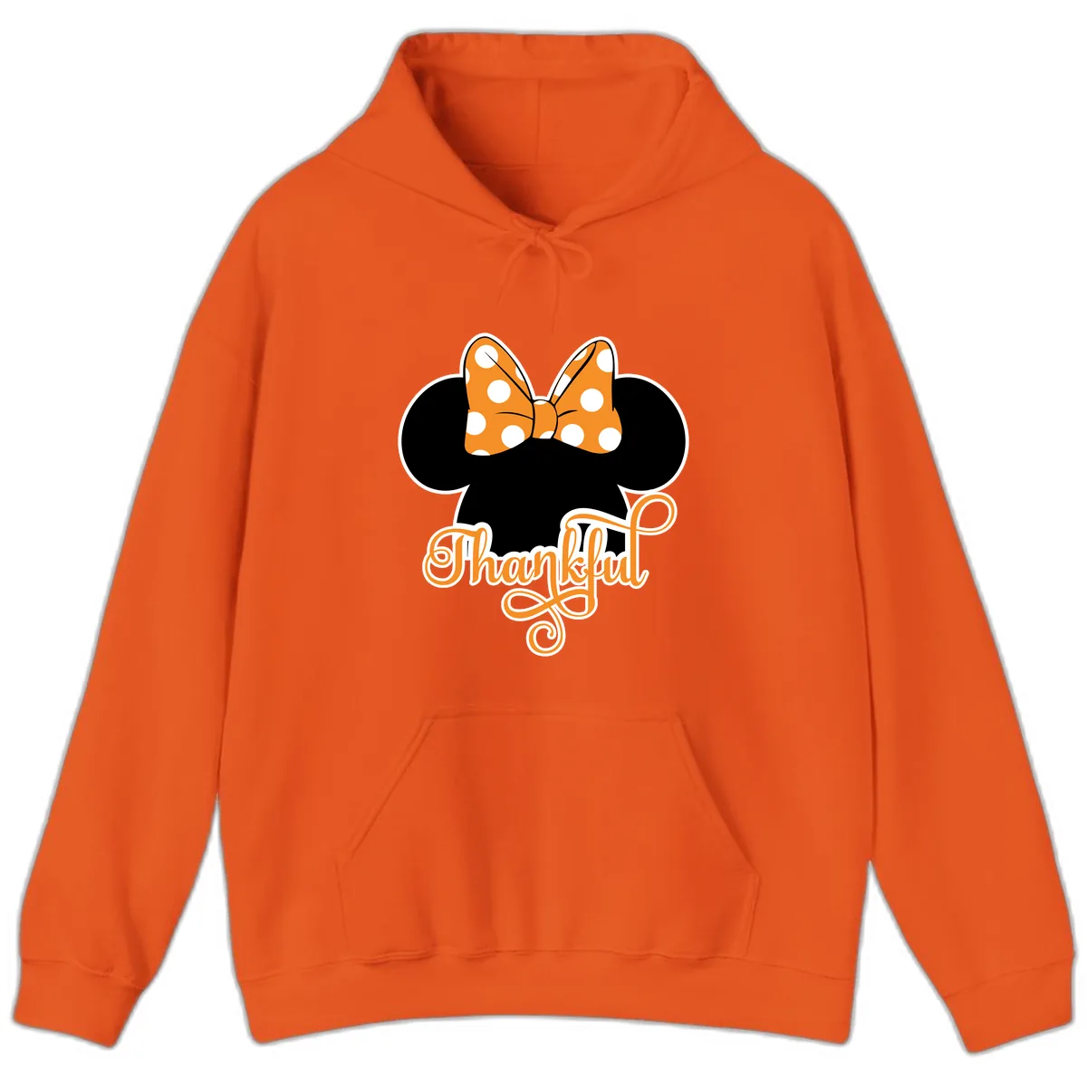 Minnie Thankful Polka Dot Bow Hoodie in Orange