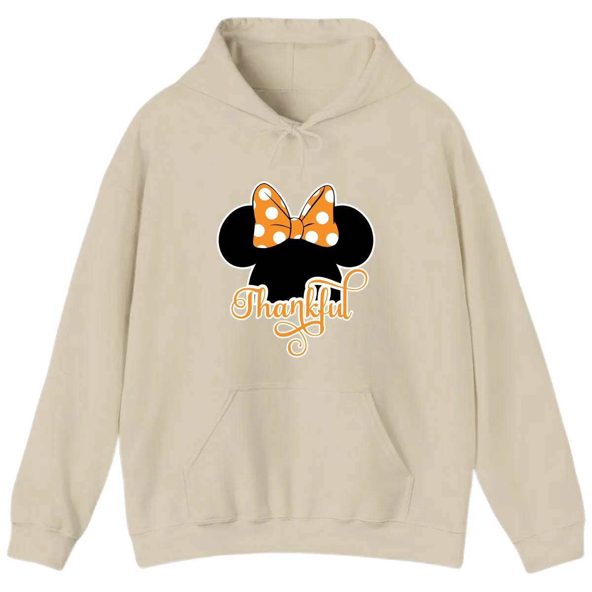 Minnie Thankful Polka Dot Bow Hoodie in Sand