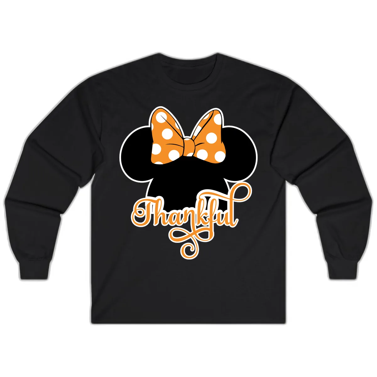 Minnie Thankful Polka Dot Bow Long Sleeve in Black