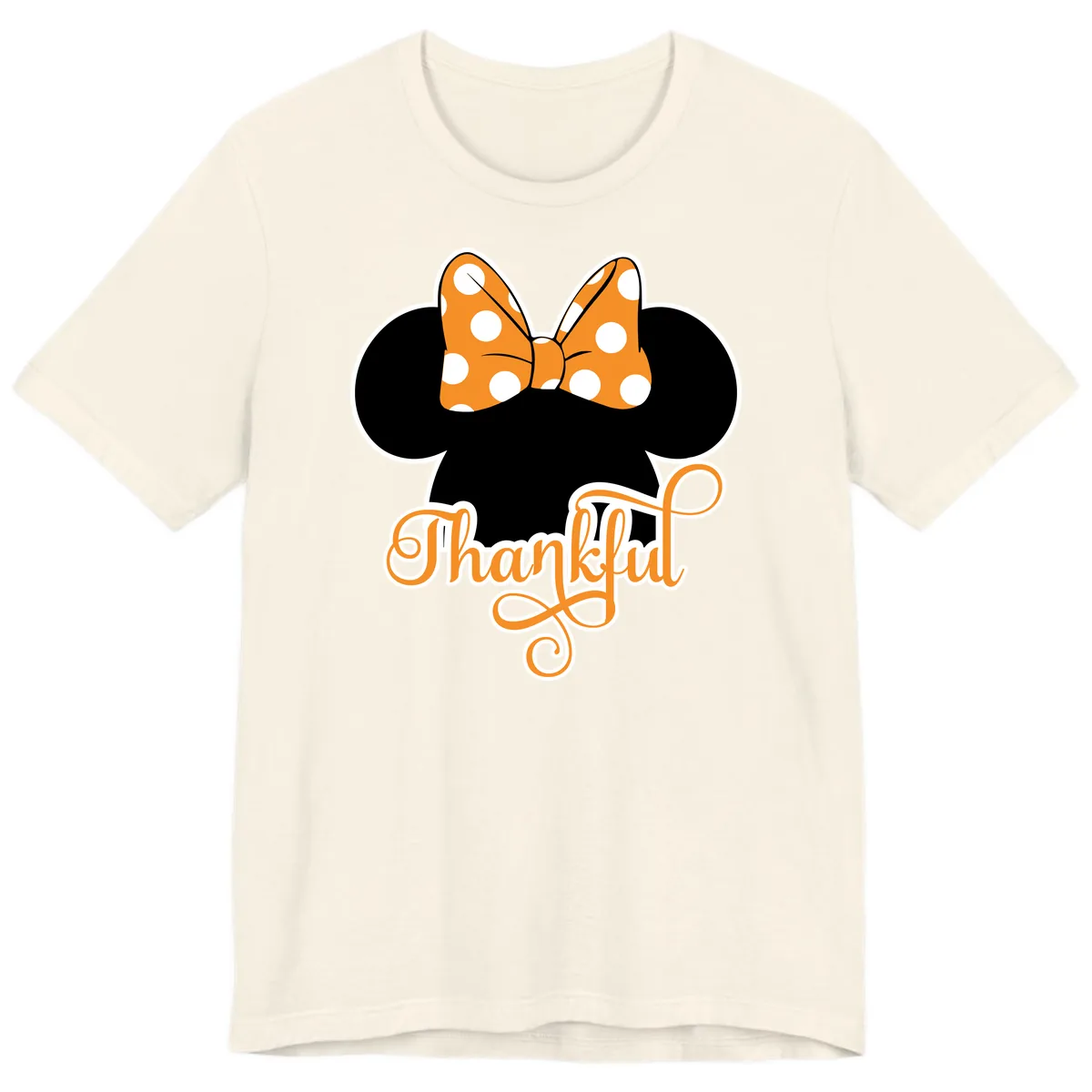 Minnie Thankful Polka Dot Bow Premium T-Shirt in Natural