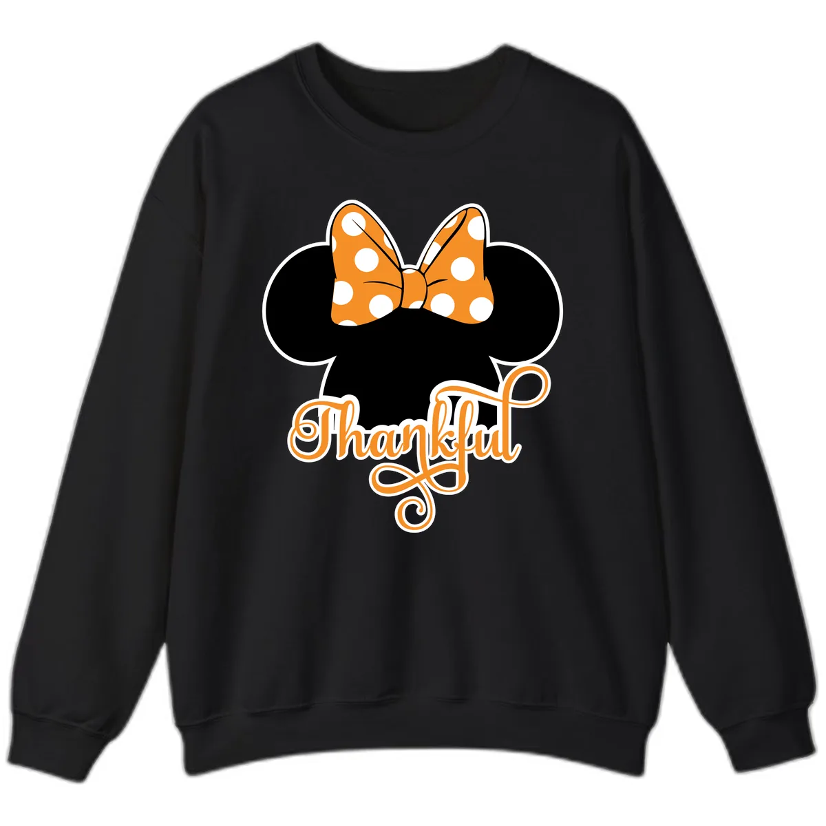 Minnie Thankful Polka Dot Bow Sweatshirt in Black