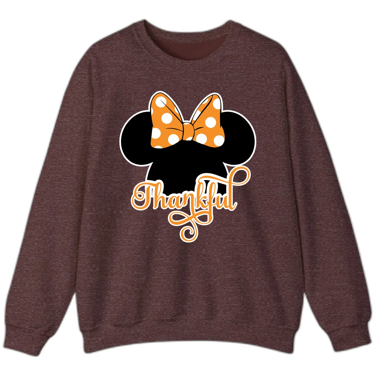 Minnie Thankful Polka Dot Bow Sweatshirt in Heather Sport Dark Maroon