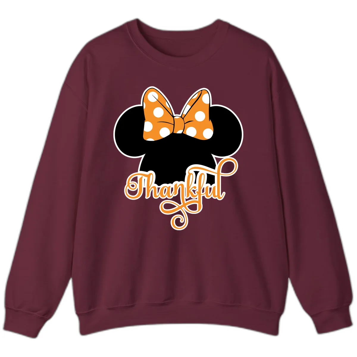 Minnie Thankful Polka Dot Bow Sweatshirt in Maroon