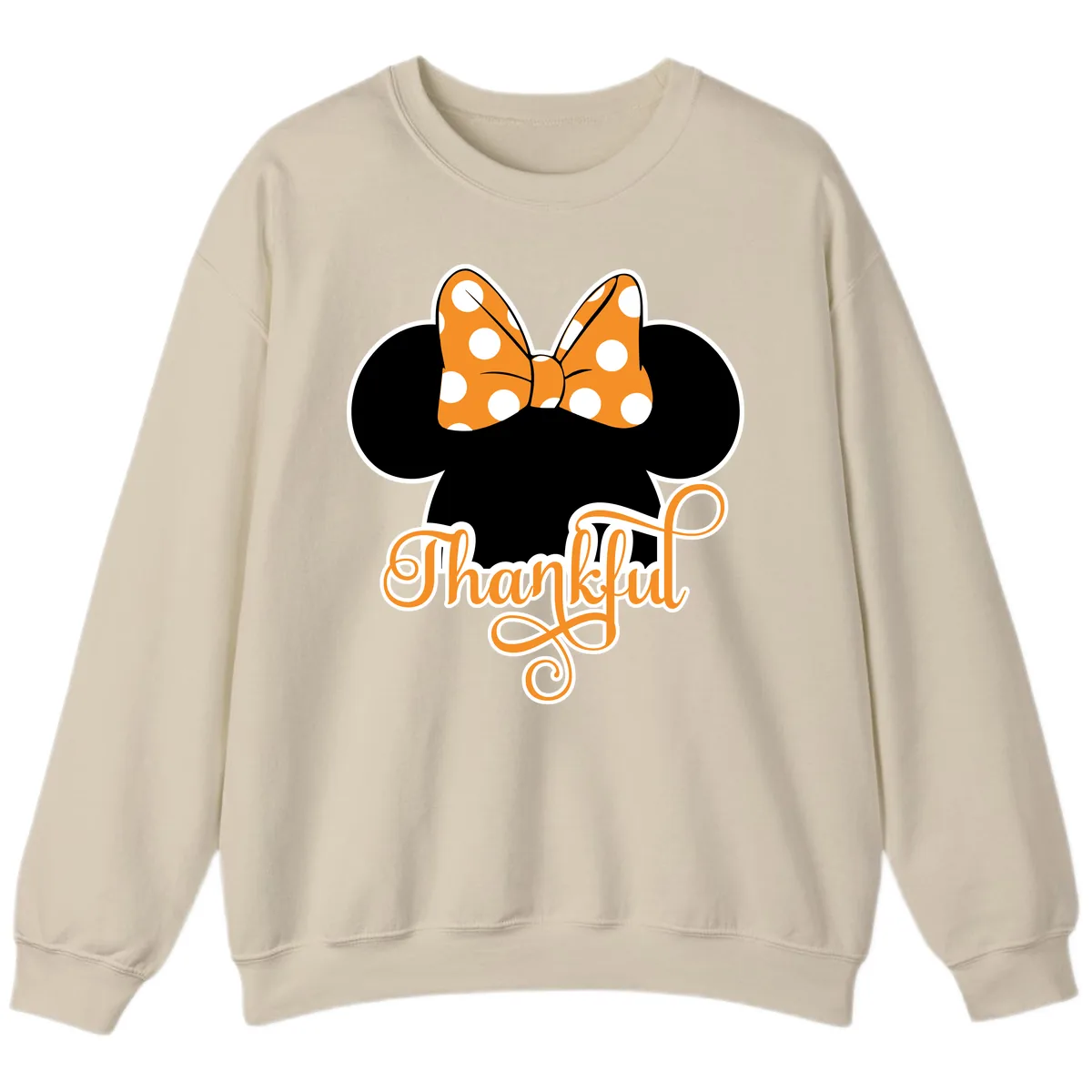 Minnie Thankful Polka Dot Bow Sweatshirt in Sand