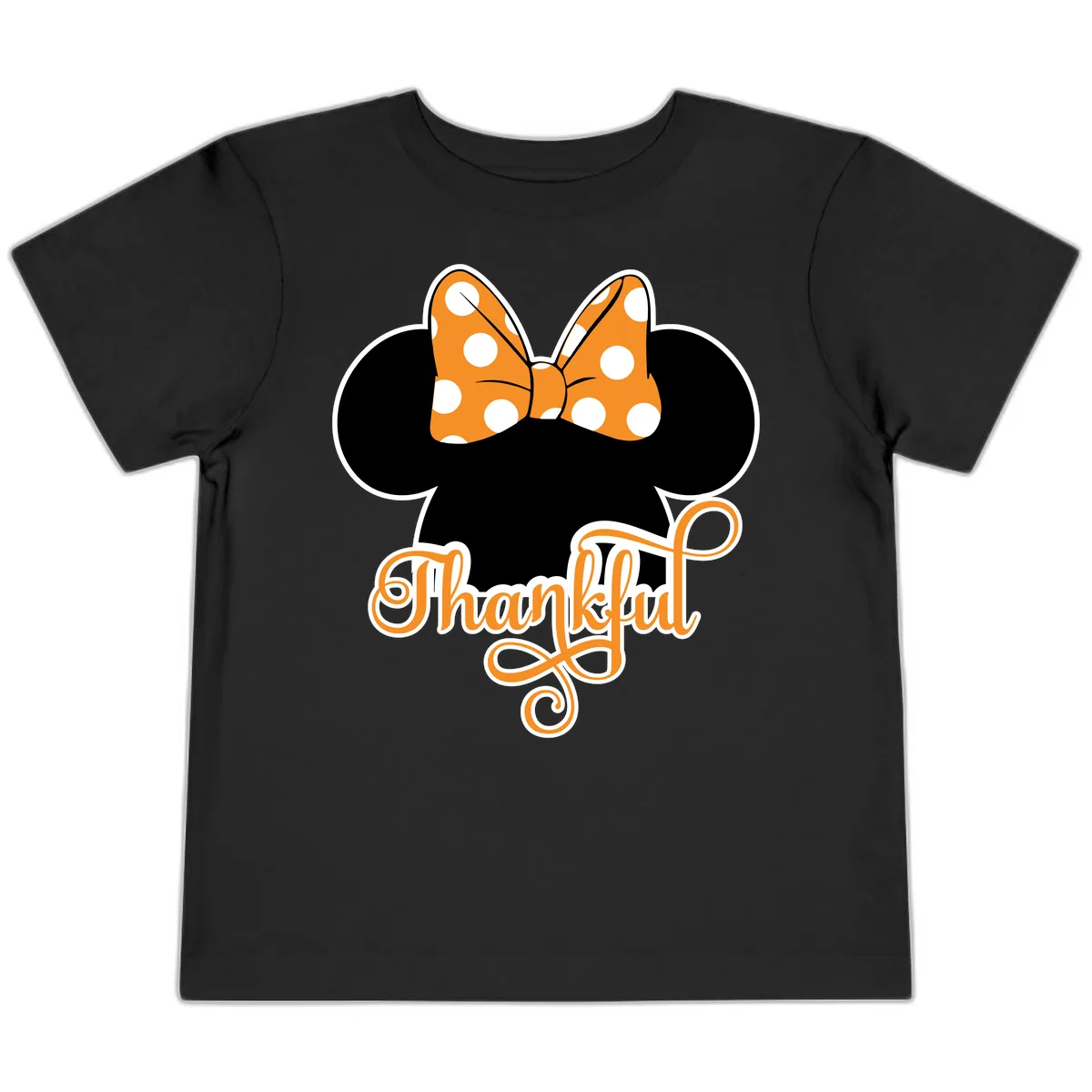 Minnie Thankful Polka Dot Bow Toddler T-Shirt in Black