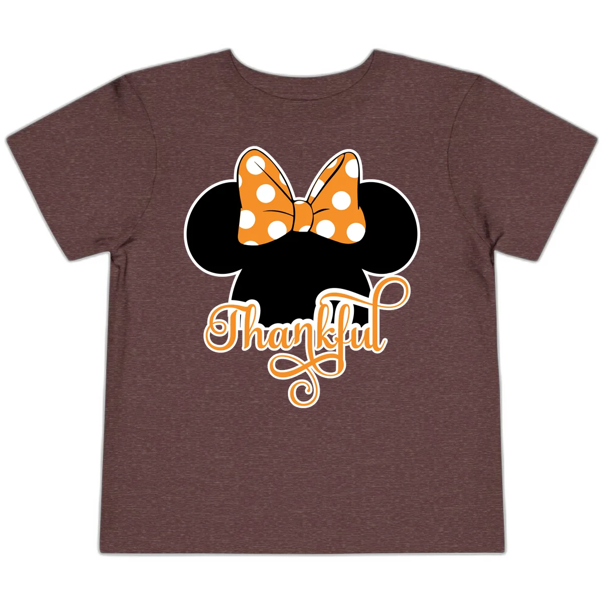 Minnie Thankful Polka Dot Bow Toddler T-Shirt in Heather Maroon