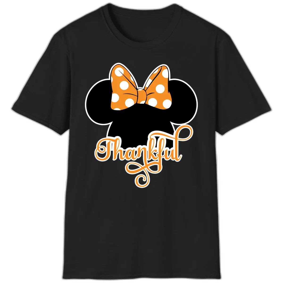 Minnie Thankful Polka Dot Bow T-Shirt in Black