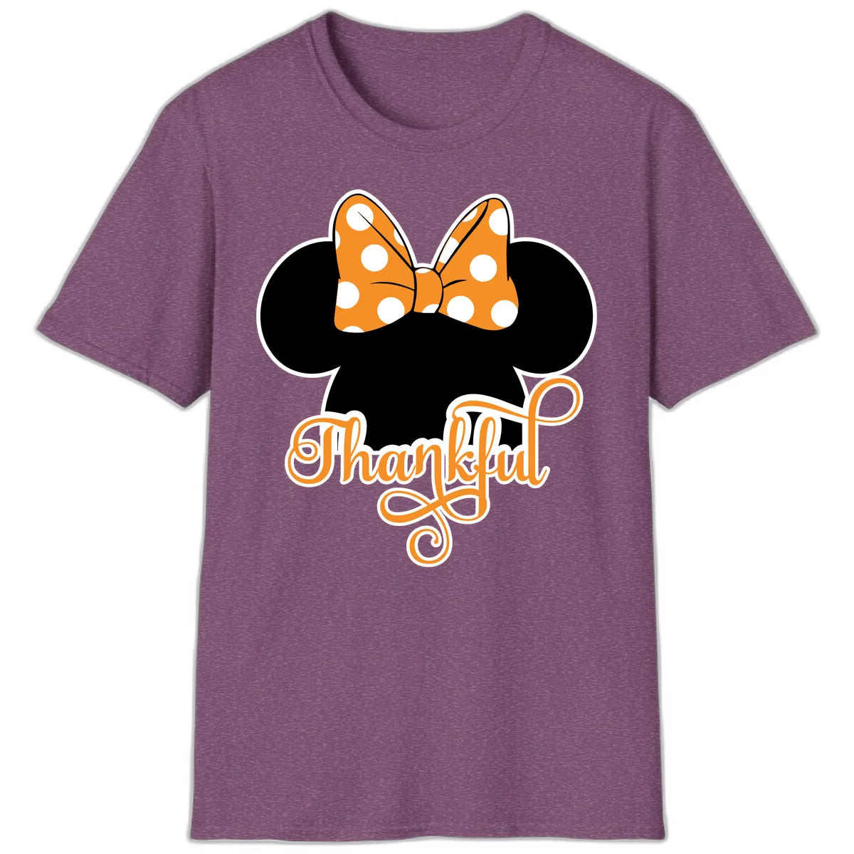 Minnie Thankful Polka Dot Bow T-Shirt in Heather Maroon