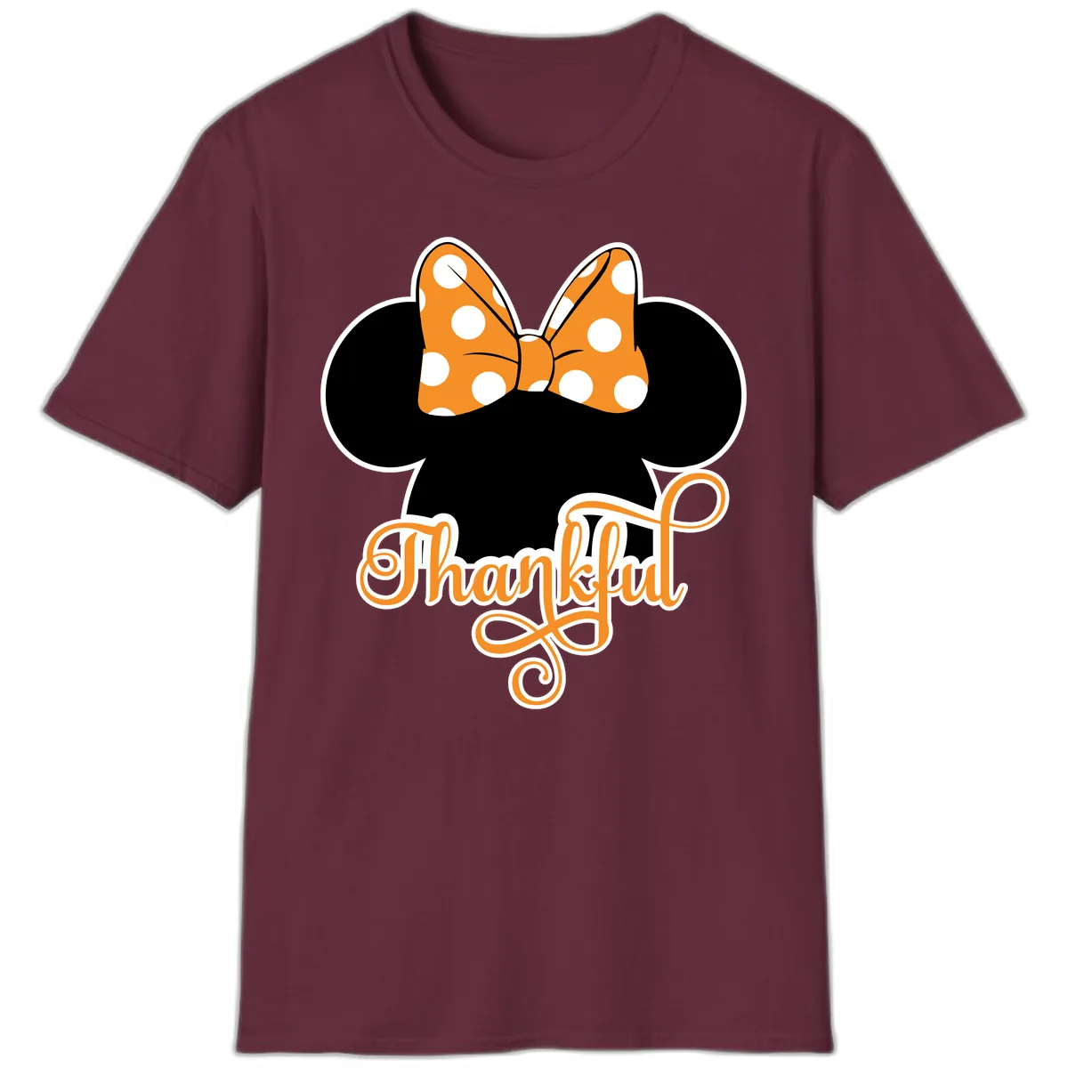 Minnie Thankful Polka Dot Bow T-Shirt in Maroon