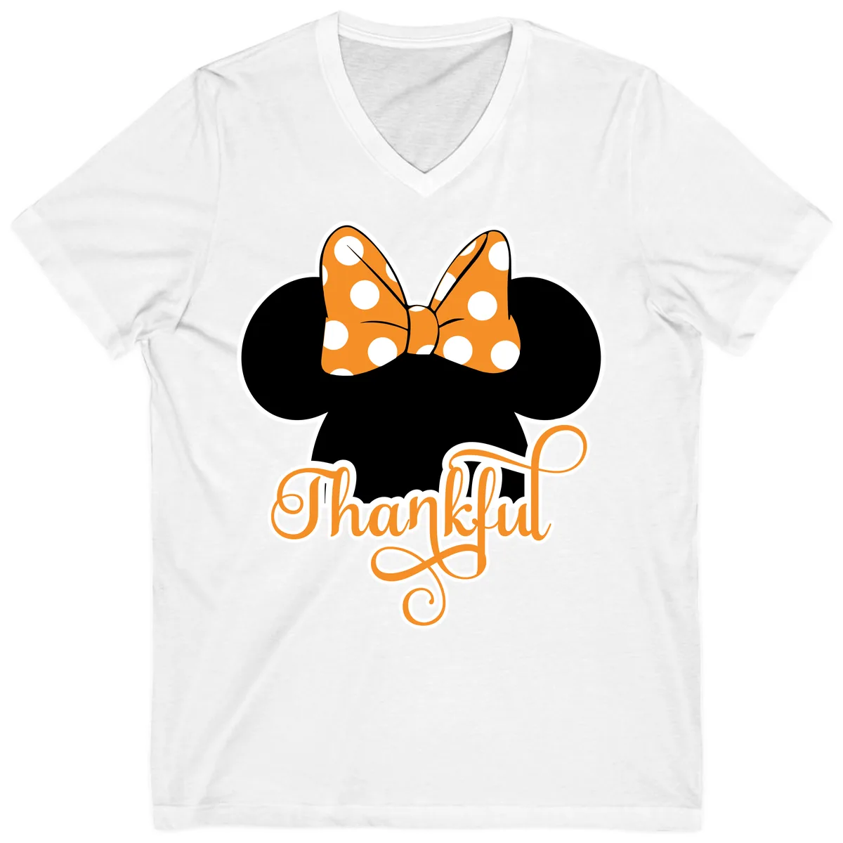 Minnie Thankful Polka Dot Bow V-Neck in White
