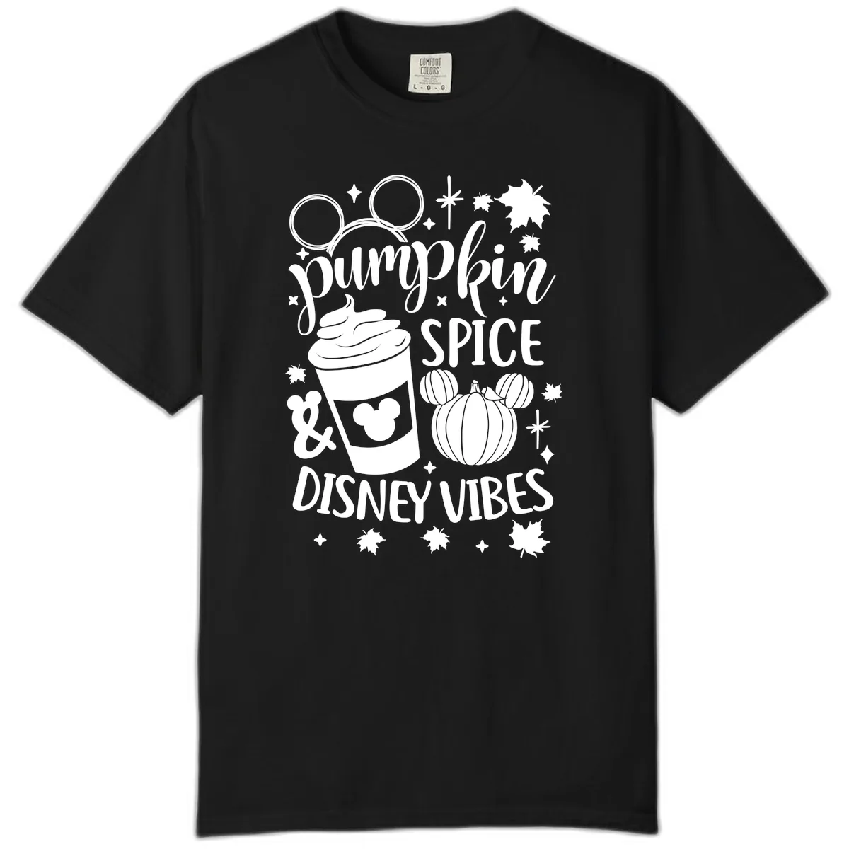 Pumpkin Spice Disney Vibes Comfort Color in Black