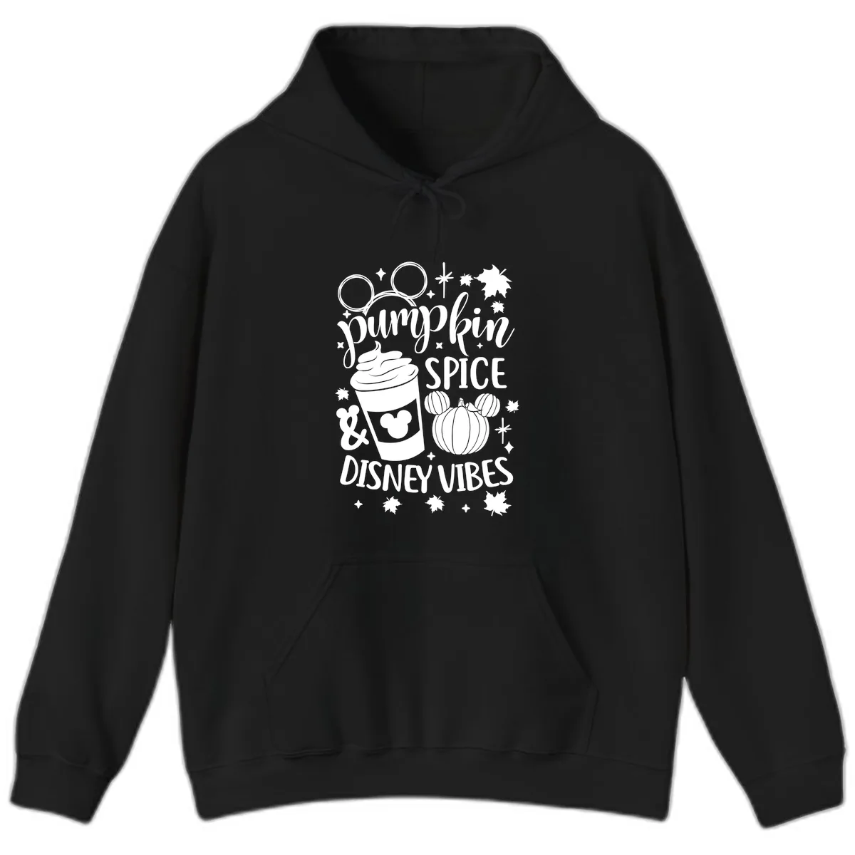 Pumpkin Spice Disney Vibes Hoodie in Black