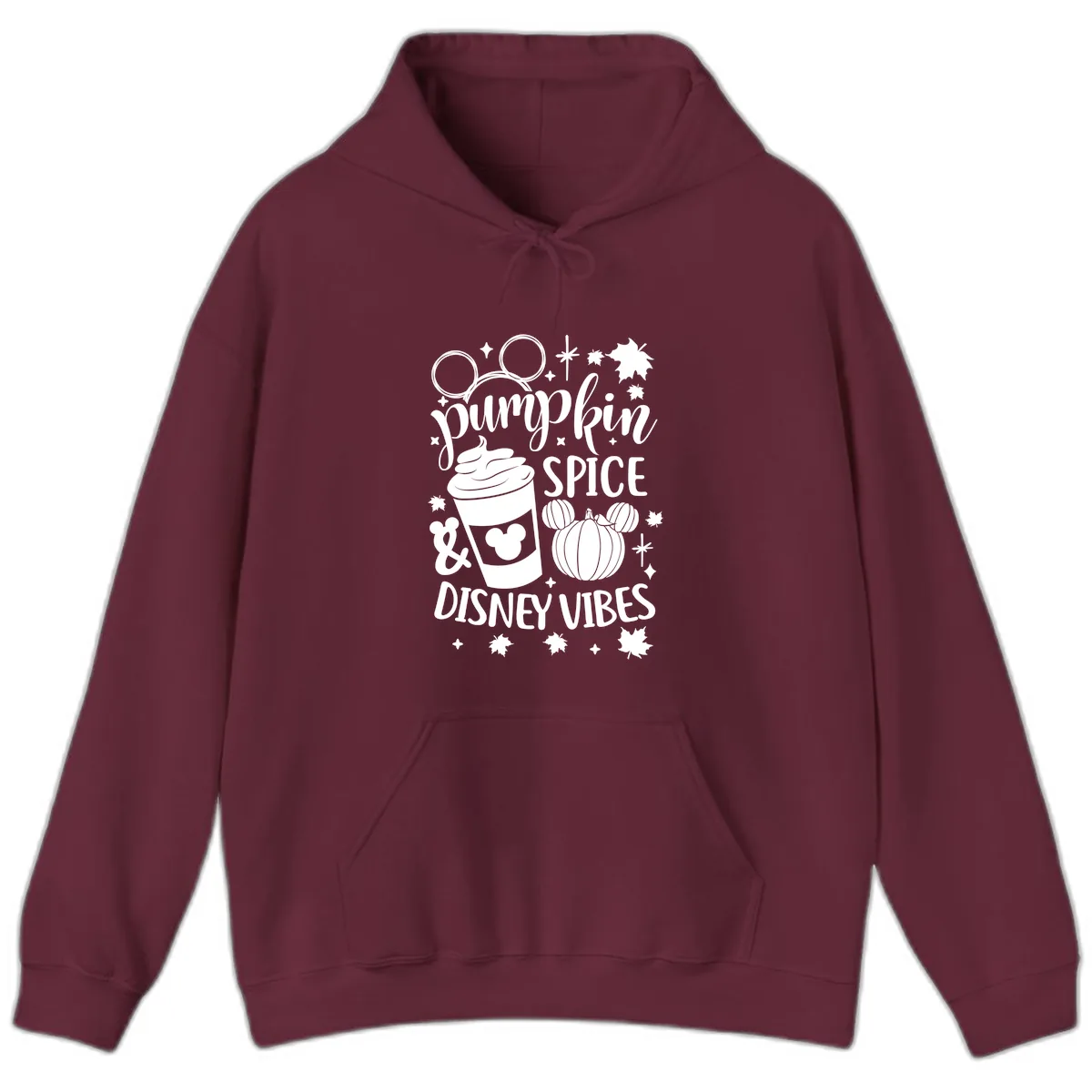 Pumpkin Spice Disney Vibes Hoodie in Maroon