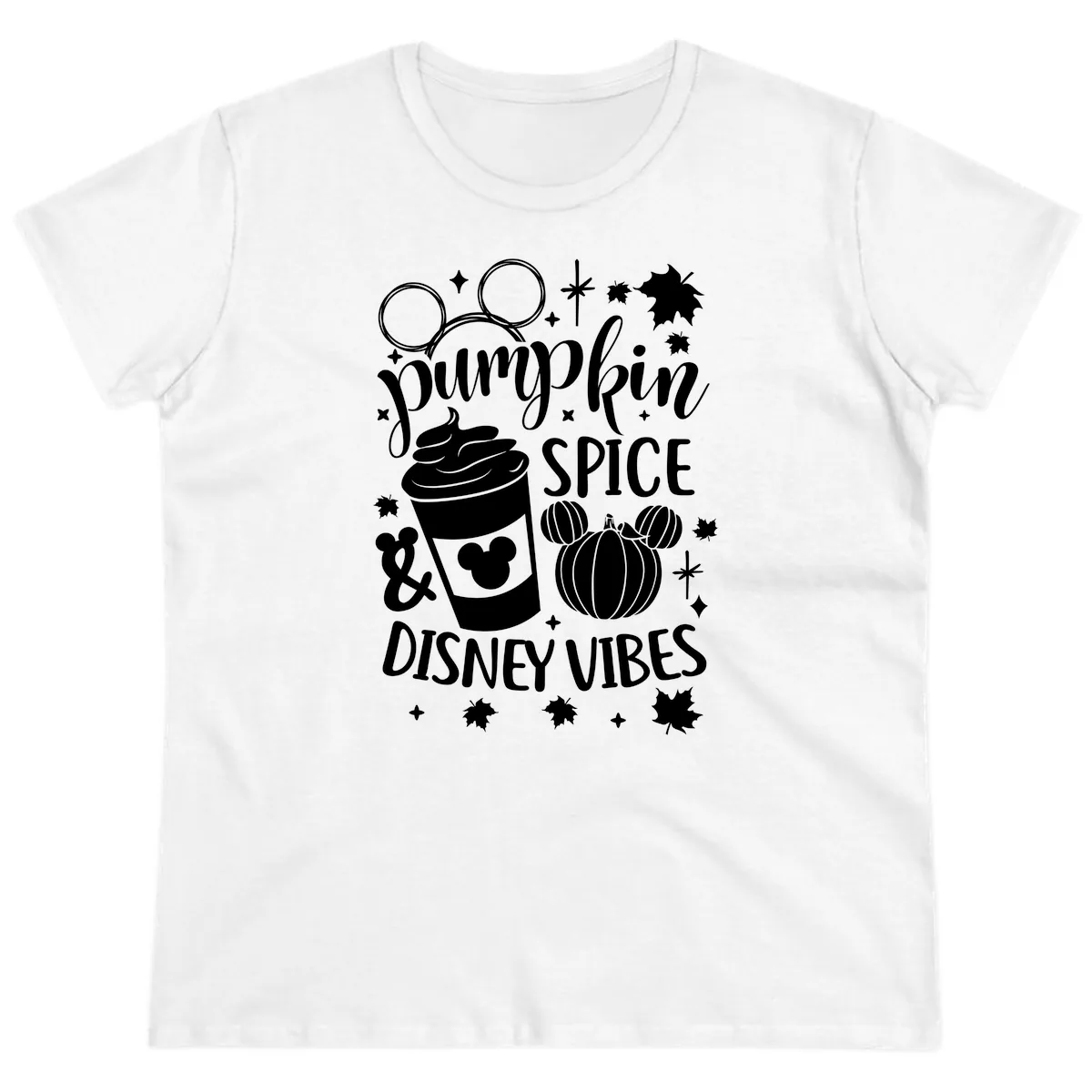 Pumpkin Spice Disney Vibes Ladies Tee in White