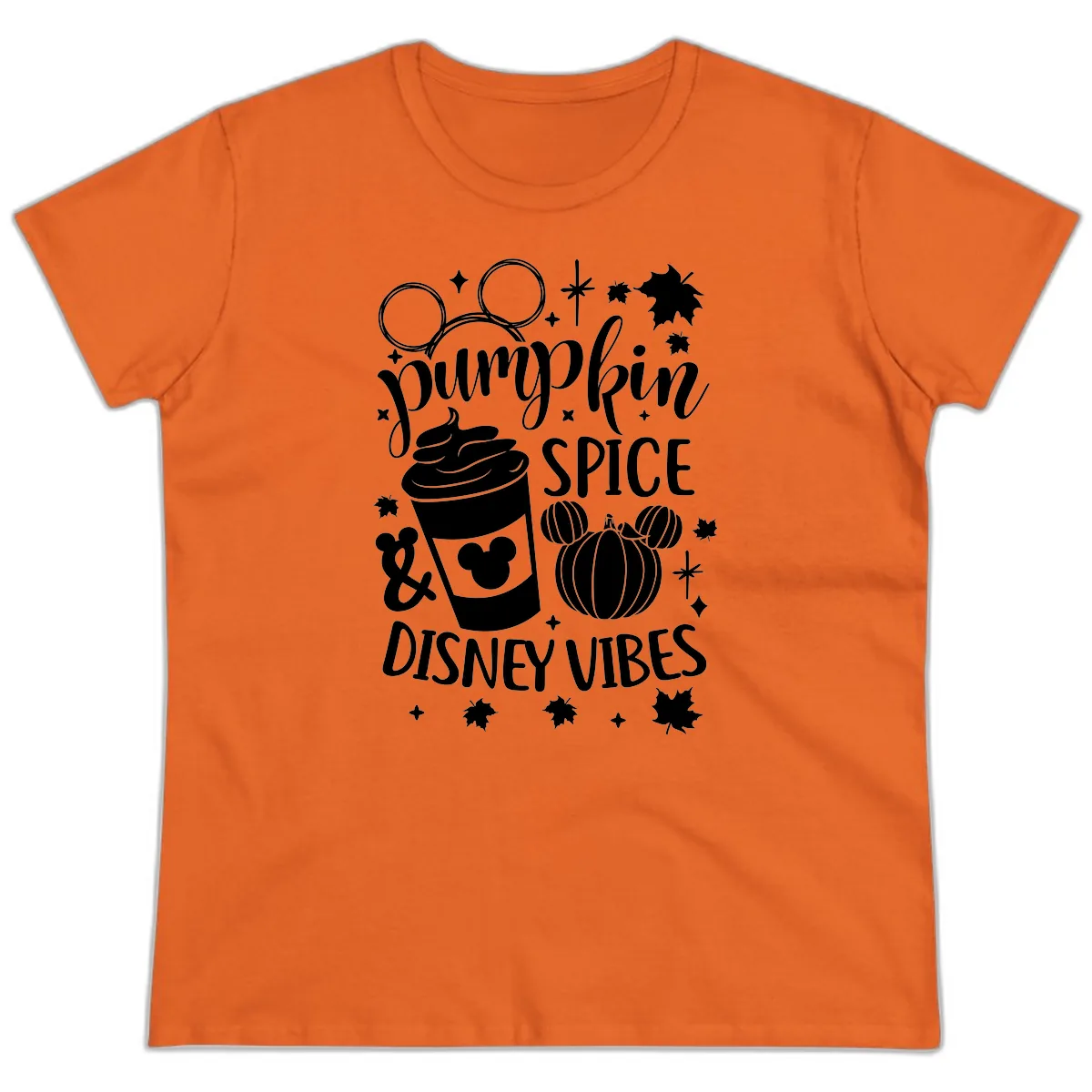 Pumpkin Spice Disney Vibes Ladies Tee in Orange