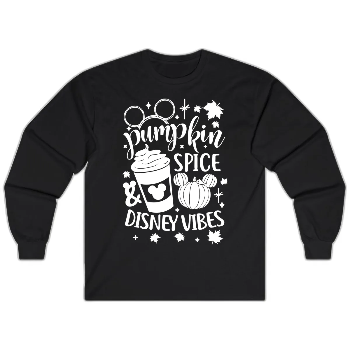Pumpkin Spice Disney Vibes Long Sleeve in Black