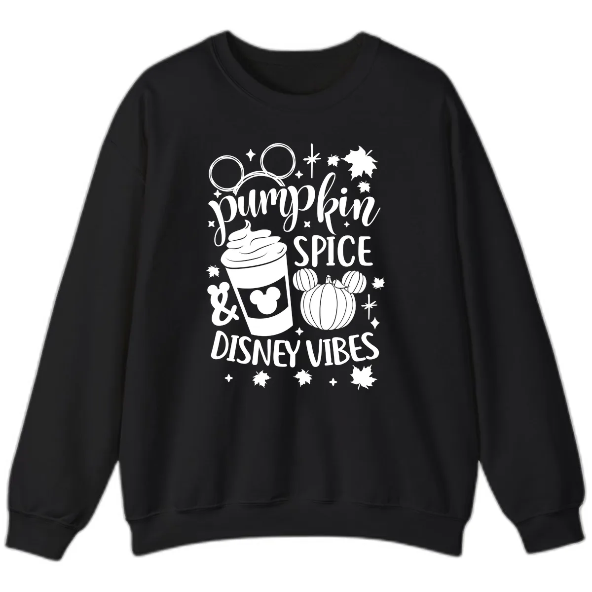 Pumpkin Spice Disney Vibes Sweatshirt in Black