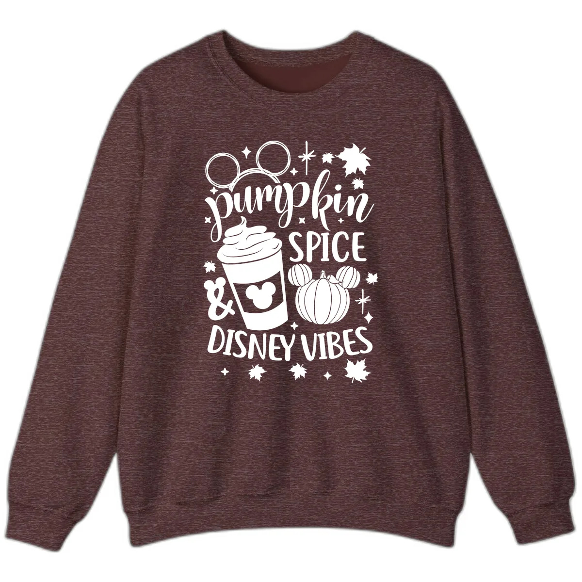 Pumpkin Spice Disney Vibes Sweatshirt in Heather Sport Dark Maroon