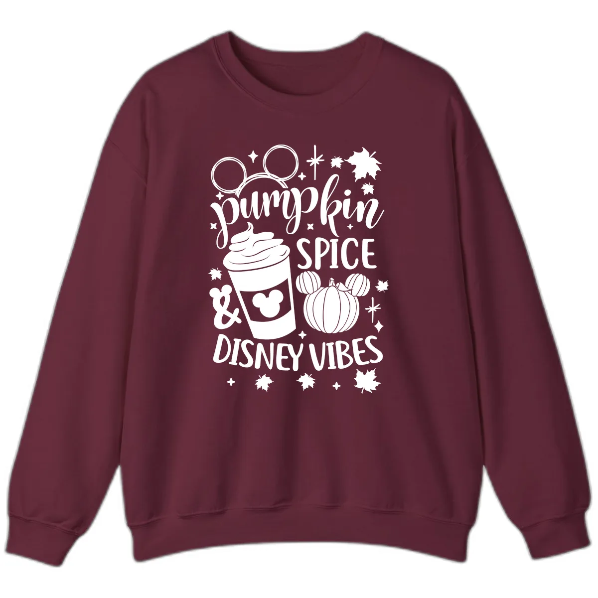 Pumpkin Spice Disney Vibes Sweatshirt in Maroon