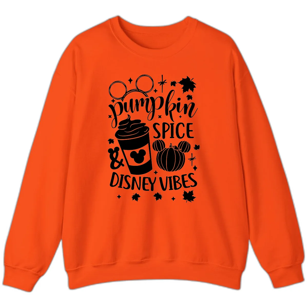 Pumpkin Spice Disney Vibes Sweatshirt in Orange