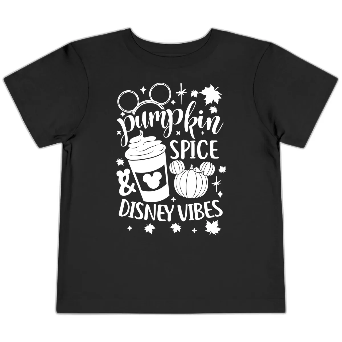 Pumpkin Spice Disney Vibes Toddler T-Shirt in Black