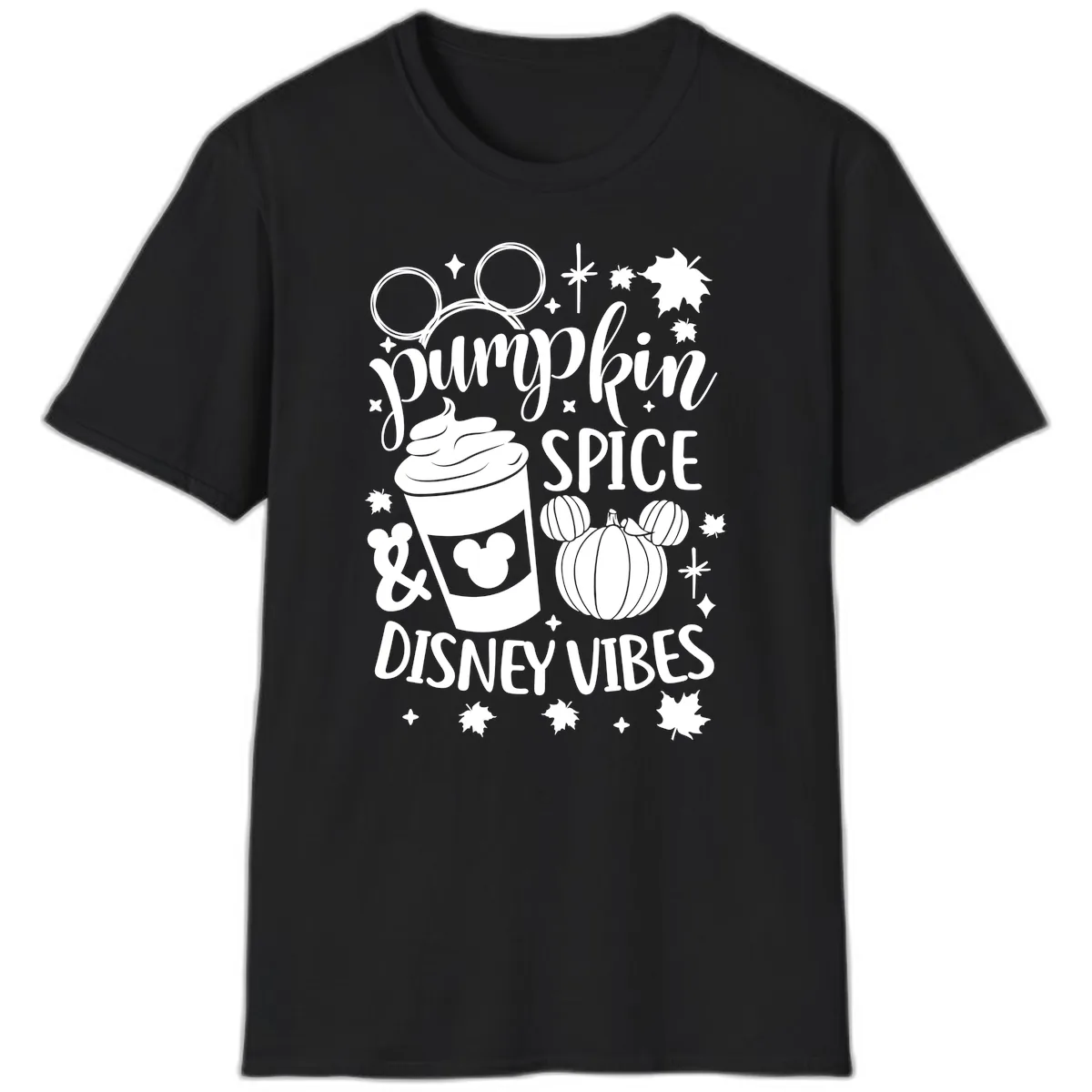 Pumpkin Spice Disney Vibes T-Shirt in Black
