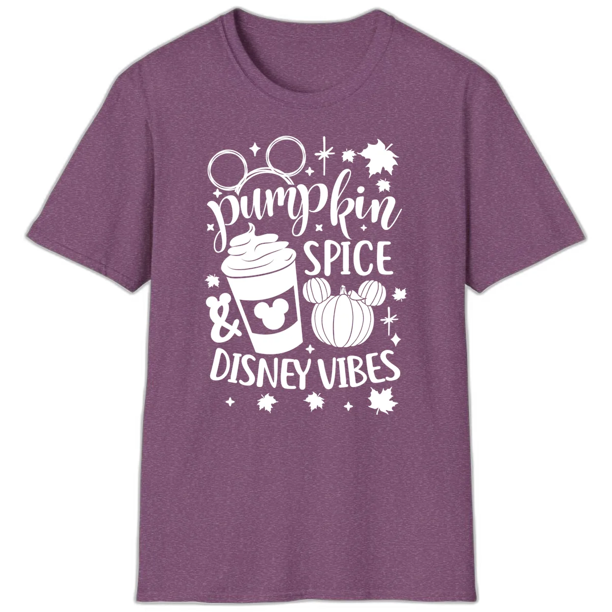 Pumpkin Spice Disney Vibes T-Shirt in Heather Maroon