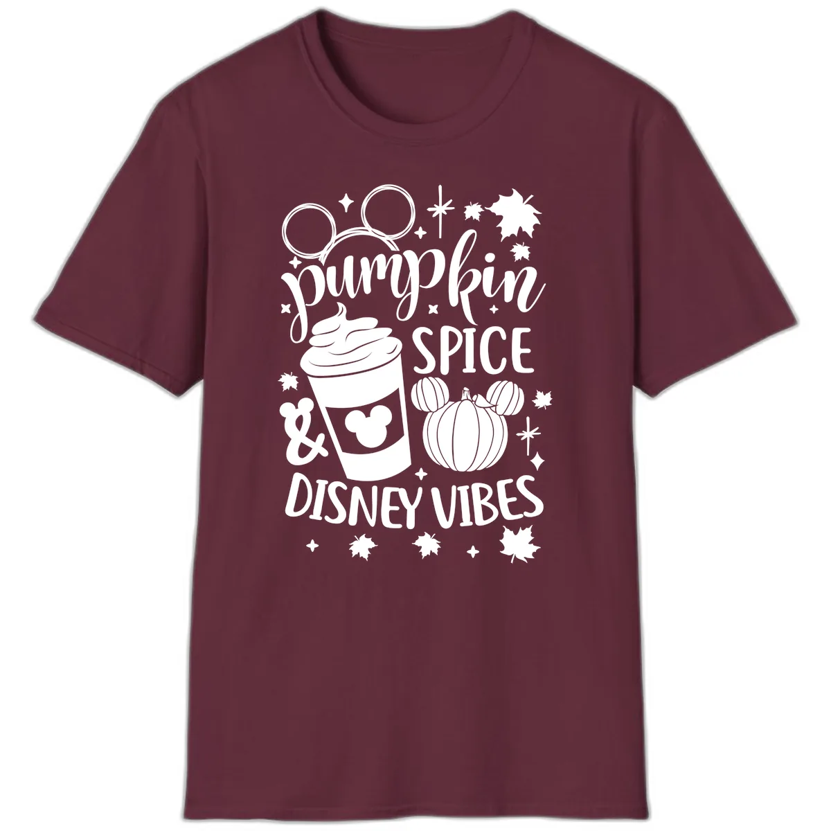 Pumpkin Spice Disney Vibes T-Shirt in Maroon