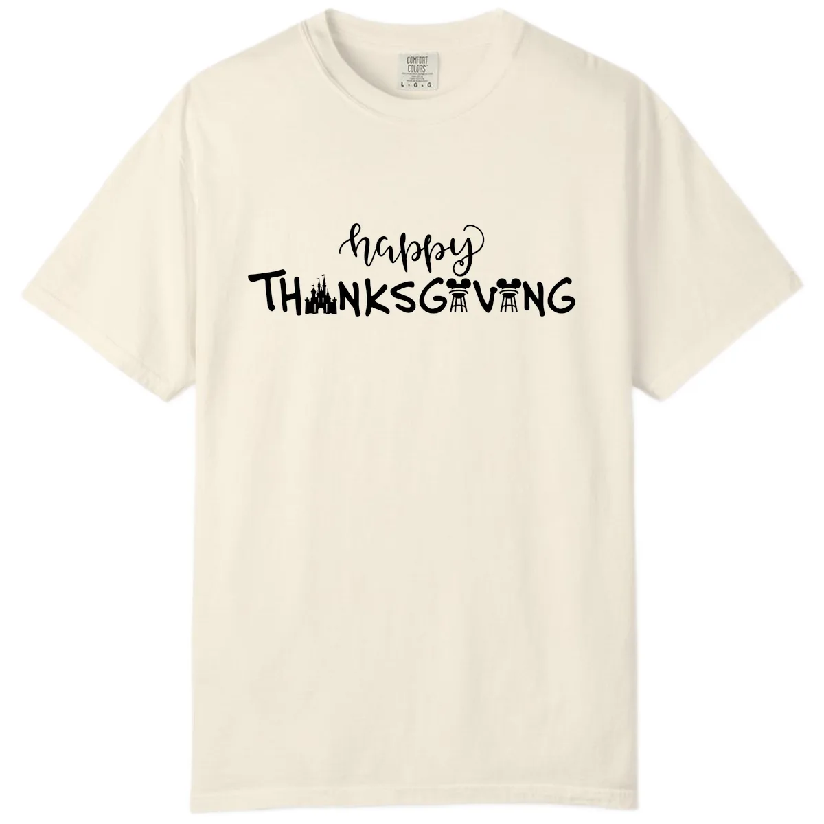 Happy Thanksgiving Castle And Castle Text Comfort Color in Ivory